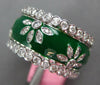WIDE 1.44CT DIAMOND & GREEN ENAMEL 18K WHITE GOLD MULTI FLOWER ETERNITY FUN RING