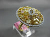 GIA EXTRA LARGE 4.22CT WHITE & MULTI COLOR DIAMOND 18K YELLOW GOLD 3D ROUND RING