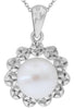 .05CT DIAMOND & AAA SOUTH SEA PEARL 14K WHITE GOLD MULTI FLOWER FLOATING PENDANT