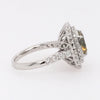 4.56CT WHITE & FANCY YELLOW DIAMOND 18KT WHITE GOLD ROUND HALO ENGAGEMENT RING
