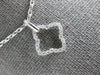 ESTATE .19CT DIAMOND 18KT WHITE GOLD 3D OPEN 4 LEAF CLOVER FLOWER LOVE PENDANT