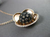 ESTATE LARGE 1.25CT DIAMOND 4 LEAF CLOVER 14K BLACK & ROSE GOLD FLOATING PENDANT