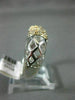 ESTATE WIDE .50CT DIAMOND 14KT TWO TONE GOLD MULTI ROW SQUARE OPEN FILIGREE RING