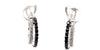 ESTATE .70CT WHITE & BLACK DIAMOND 18K WHITE GOLD UMBRELLA HOOP HANGING EARRINGS