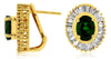 4.10CT DIAMOND & AAA GREEN GARNET 14KT YELLOW GOLD 3D OVAL & BAGUETTE EARRINGS