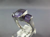 LARGE 3CT AAA AMETHYST 14KT WHITE GOLD CUSHION & EMERALD CUT SEMI BEZEL FUN RING