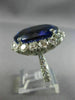 ESTATE EXTRA LARGE 31.4CT DIAMOND & AAA EXTRA FACET TANZANITE PLATINUM HALO RING