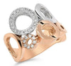 ESTATE WIDE .32CT DIAMOND 18KT WHITE & ROSE GOLD 3D CIRCLE OF LIFE FUN RING