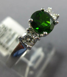1.30CT DIAMOND & AAA RUSSALITE 14KT WHITE GOLD 3D ROUND 3 STONE ENGAGEMENT RING