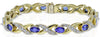 5.70CT DIAMOND & AAA TANZANITE 14KT 2 TONE GOLD OVAL & ROUND XO TENNIS BRACELET