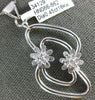 ESTATE LARGE .45CT DIAMOND 18KT WHITE GOLD 3D DOUBLE FLOWER FUN PENDANT