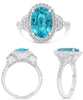 LARGE 4.18CT DIAMOND & AAA PARABOLA TOURMALINE PLATINUM 3D OVAL & HALF MOON RING