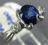 ESTATE 1.70CT DIAMOND & AAA SAPPHIRE PLATINUM 3D OVAL & ROUND ENGAGEMENT RING