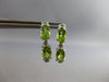 ESTATE 1.30CT DIAMOND & AAA PERIDOT 14KT WHITE GOLD HOOP HANGING EARRINGS #27907