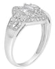 WIDE .43CT DIAMOND 14K WHITE GOLD 3D ROUND & MARQUISE OPEN FILIGREE 3 STONE RING