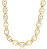 ESTATE 7.50CT DIAMOND 14KT YELLOW GOLD 3D CLASSIC OVAL BEZEL TENNIS NECKLACE