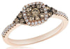 .58CT WHITE & CHOCOLATE FANCY DIAMOND 14KT ROSE GOLD SQUARE HALO FRIENDSHIP RING