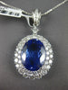 EXTRA LARGE 6.5CT DIAMOND & AAA TANZANITE 18KT WHITE GOLD OVAL FLOATING PENDANT