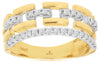 ESTATE WIDE .30CT DIAMOND 14KT 2 TONE GOLD 3D ROUND MULTI SQUARE LINK FUN RING