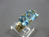ESTATE LARGE 5.20CT AAA BLUE TOPAZ 14KT YELLOW GOLD 3D 3 STONE LOVE RING #27981