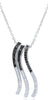 1.5CT WHITE & BLACK DIAMOND 14KT WHITE GOLD 3D TRIPLE SWIRL FUN FLOATING PENDANT