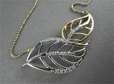 ANTIQUE .11CT DIAMOND 18KT WHITE & YELLOW GOLD OPEN DOUBLE LEAF NECKLACE UNIQUE!