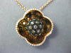LARGE 1.25CT WHITE & MOCHA DIAMOND 14K ROSE GOLD 3D FLOWER LOVE FLOATING PENDANT