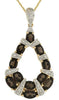 2.11CT DIAMOND & AAA SMOKY TOPAZ 14KT YELLOW GOLD OVAL & ROUND TEAR DROP PENDANT