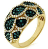 1.35CT WHITE & BLUE DIAMOND 14K YELLOW GOLD MULTI TEAR DROP FUN ANNIVERSARY RING