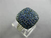 ESTATE LARGE 2.82CT DIAMOND & AAA SAPPHIRE 18KT WHITE GOLD 3D SQUARE PAVE RING