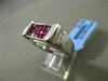 ESTATE 2.06CT DIAMOND & RUBY 18KT WHITE GOLD RECTANGULAR HANDCRAFTED MENS RING