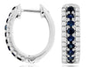 .82CT DIAMOND & AAA SAPPHIRE 14KT WHITE GOLD ROUND OVAL HUGGIE HANGING EARRINGS