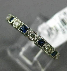 .34CT DIAMOND & AAA SAPPHIRE 14K WHITE GOLD FILIGREE MILGRAIN ANNIVERSARY RING