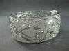 ANTIQUE LARGE FLEUR DE LIS 8.04CT DIAMOND 18KT W GOLD BANGLE BRACELET#G00124