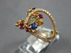 WIDE 1.59CT DIAMOND & AAA MULTI COLOR SAPPHIRE 18KT ROSE GOLD LOVE KNOT FUN RING