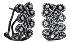 WIDE 1.3CT DIAMOND 14K BLACK GOLD MULTI INFINITY FLORAL CLIP ON HANGING EARRINGS