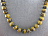 ESTATE LONG AAA TIGER EYE 14KT YELLOW GOLD MULTI BEAD CLASSIC LUCKY NECKLACE
