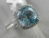 ESTATE WIDE SQUARE AAA BLUE TOPAZ & DIAMOND 4.39CTW 14KT WHITE GOLD RING