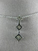 ESTATE LARGE .63CT PRINCESS CUT DIAMOND 14KT WHITE GOLD 3 STONE PENDANT #16731