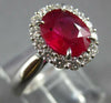 2.46CT DIAMOND & AAA RUBY 18KT WHITE GOLD 3D OVAL & ROUND FLOWER ENGAGEMENT RING