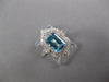 LARGE 2.11CT DIAMOND & AAA BLUE TOPAZ 14KT WHITE GOLD EMERALD CUT FILIGREE RING