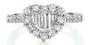 ESTATE .84CT DIAMOND 18KT WHITE GOLD 3D ROUND & BAGUETTE HEART SHAPE LOVE RING