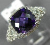 WIDE 1.45CT DIAMOND & AAA CUSHION CUT AMETHYST 14KT WHITE GOLD FILIGREE FUN RING