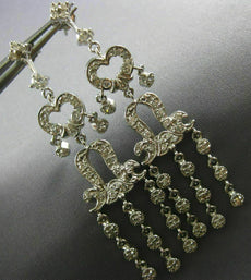 ESTATE EXTRA LARGE 2.40CT DIAMOND 14KT WHITE GOLD HEART LOVE CHANDELIER EARRINGS