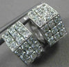 ESTATE 14KT WHITE GOLD 3D 3 ROW CUBIC ZIRCONIA HEXAGON HUGGIE EARRINGS #24347