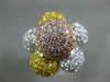 ESTATE EXTRA LARGE 7.21CT MULTI COLOR DIAMOND 18K TRI COLOR GOLD FLOWER FUN RING