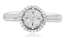 .55CT DIAMOND 18K WHITE GOLD ROUND PRINCESS & MARQUISE SHAPE INVISIBLE HALO RING