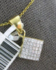 LARGE .50CT DIAMOND 14KT YELLOW GOLD 3D PRINCESS INVISIBLE GEOMETRICAL PENDANT