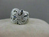 ANTIQUE 1.05CTW SAPPHIRE DIAMOND 14KT WHITE GOLD WIDE FILIGREE BAND RING #20399