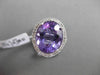 ESTATE LARGE 7.28CT DIAMOND & AAA AMETHYST 14KT WHITE GOLD 3D FILIGREE HALO RING